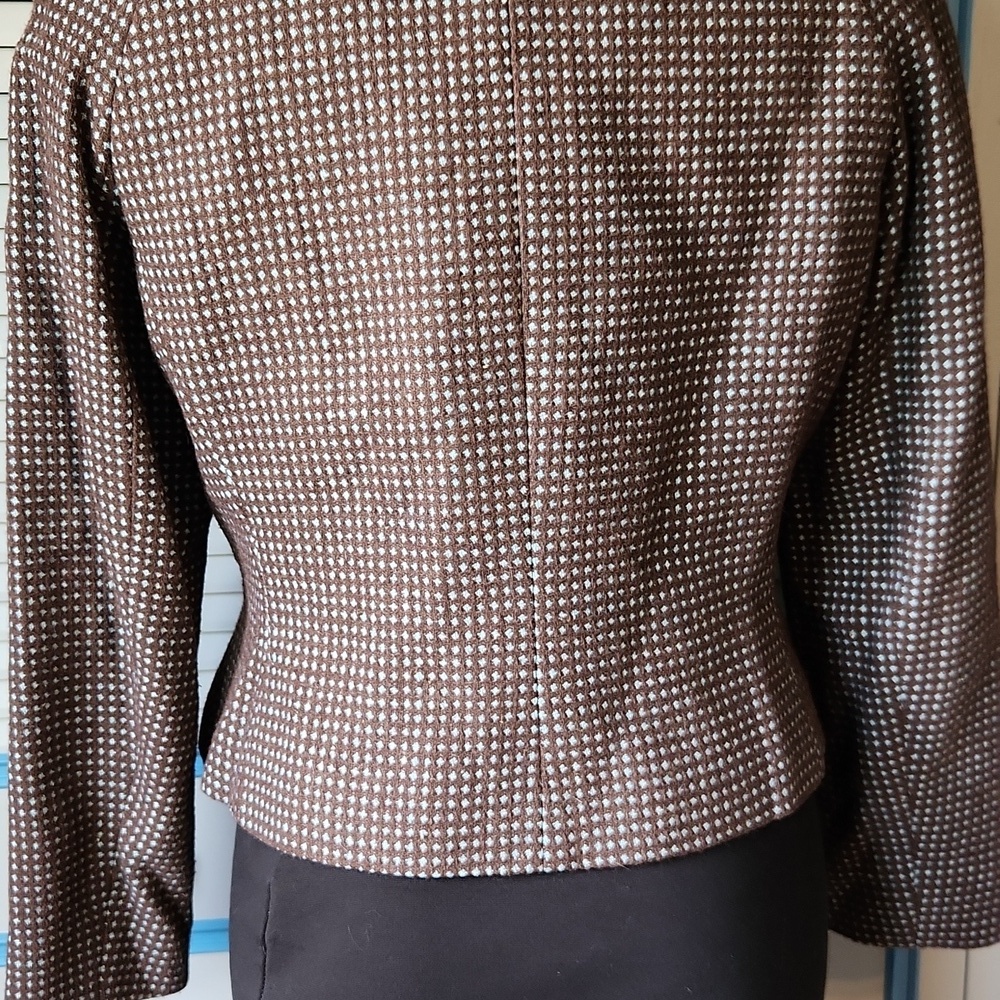 Vintage Liz Claiborne Brown Textured Double-Breasted Blazer - Picture 11 of 15